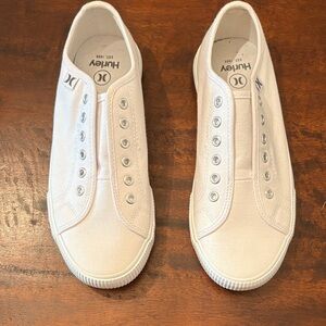 Hurley White Slip-On Canvas Sneakers